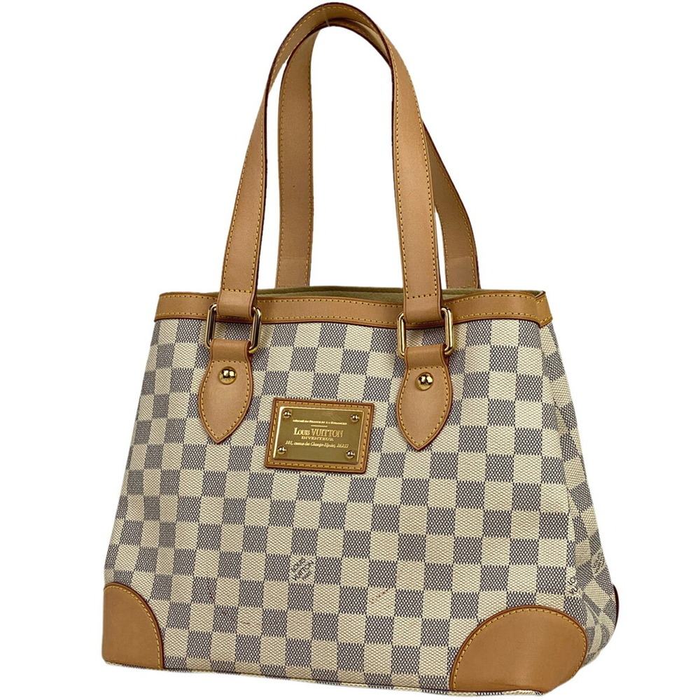 Louis Vuitton Hampstead Shoulder Bag Handbag Tote Damier Azur White